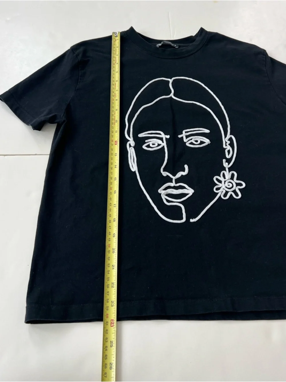 Zara T shirt with embroidery art 100% Cotton Medium black - Picture 8 of 9